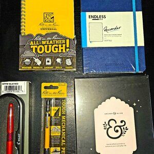Writing Journaling Lot 3 Notebooks + 1 Mechanical Pencil + 1 Fountain Pen NEW